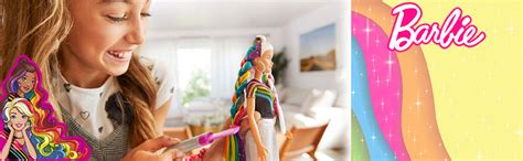 Barbie Doll Rainbow Sparkle Hair With Extra Long 7 5 Inch Blonde Rainbow Hair Sparkle Gel