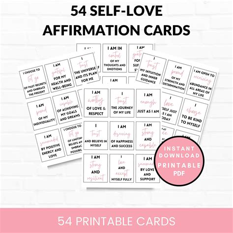 Self Love Affirmation Cards Printable Positive Affirmation Cards