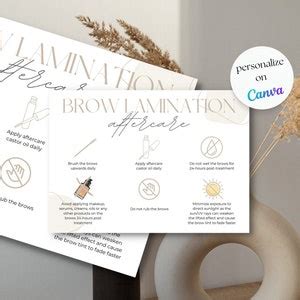 Brow Lamination Aftercare Card Template Editable Brow Etsy