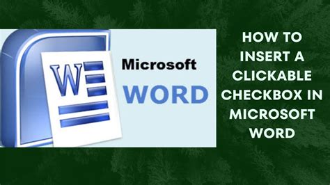 How To Insert A Clickable Checkbox In Microsoft Word Microsoftword