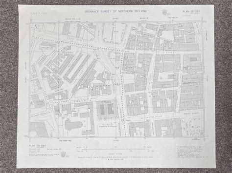 vintage  ordnance survey map  belfast city centre   square emporium