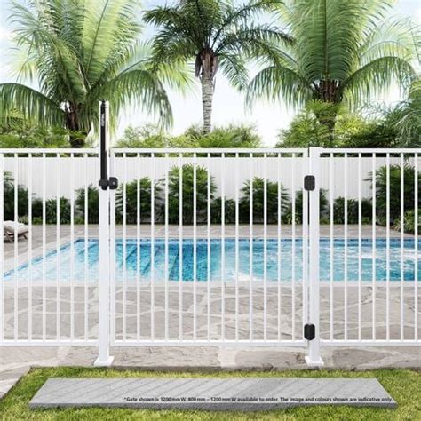 Protectoral 800 1200 X 1200mm Pearl White Aluminium Pool Gate Flat Top Bunnings Australia