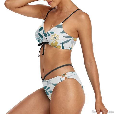 Sexy Flower Leaf Patten Bikini Bathing Suit Strap Two Pieces Beach Swimwear Women S Swimsuits