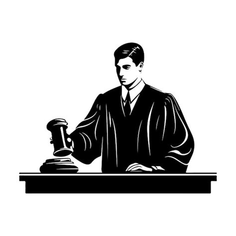 Premium Vector | Judge with gavel silhouette clipart on a white background