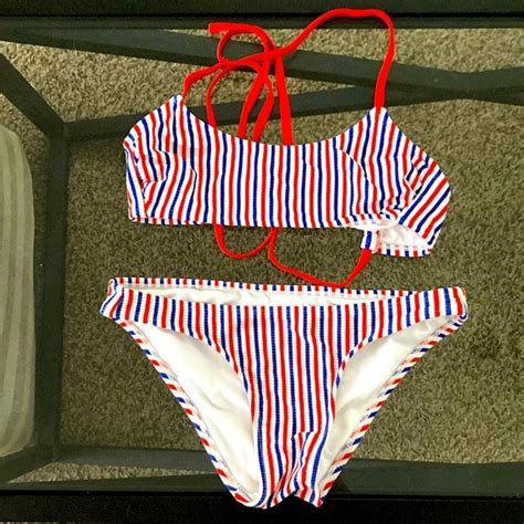 Xhilaration Swim Xhilaration Red White Blue Bikini Set S Poshmark