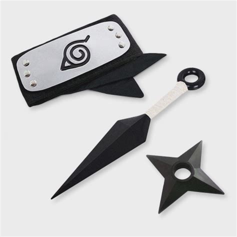 Kit Bandana Akatsuki Kunai Shuriken Naruto Cosplay Aldeia Folha