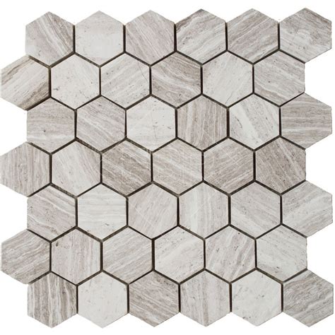 2 Hexagon White Woodridge Honed Limestone Mosaic 3 8 FBR Marble