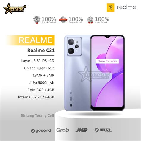 Jual Realme C31 Unisoc Tiger T612 (12 nm) RAM 3/32GB - 4/64GB Garansi ...