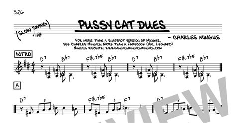 Pussy Cat Dues Reharmonized Version Arr Jack Grassel Real Book Melody Chords