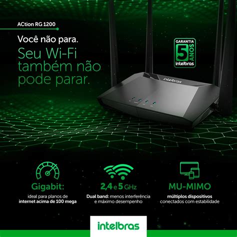 Roteador Intelbras Action Rg 1200 Wi Fi 5 Dual Band Gigabit