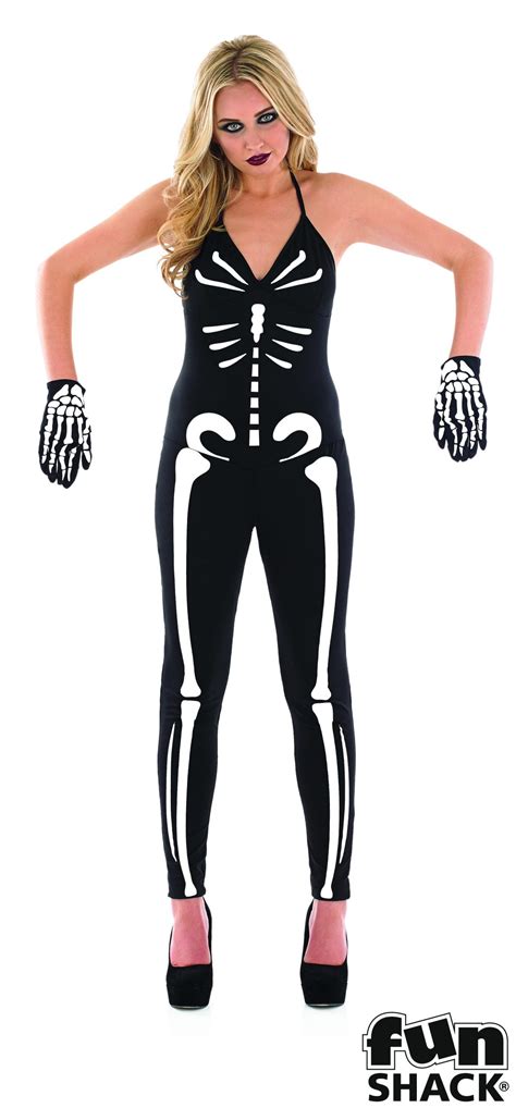 Skeleton Girl Ladies Halloween Fancy Dress Costume