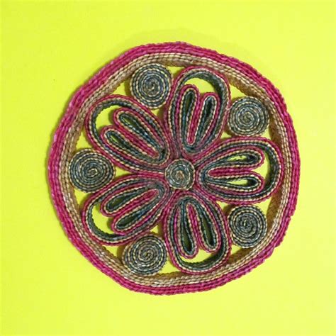 Vintage Boho Woven Straw Trivet Hot Pad Etsy