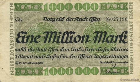 Million Mark Allemagne Essen B Billets