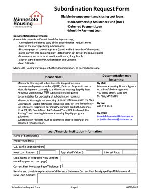 Fillable Online Subordination Request Form Fax Email Print Pdffiller