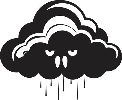 Raging Storm Angry Cloud Emblem Design Turbulent Fury Vector Angry