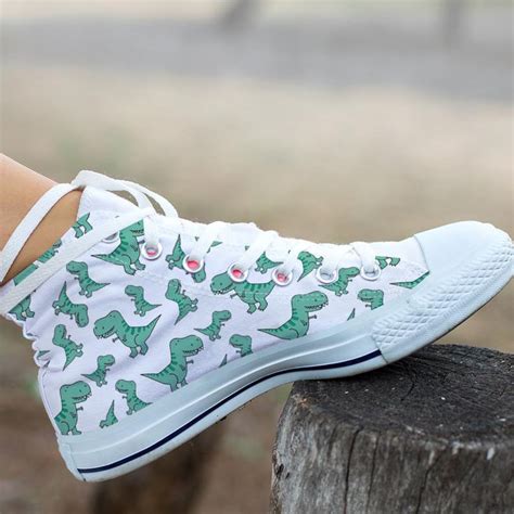 Dinosaur Print Shoes Dinosaur Sneakers Dinasaur Women Etsy