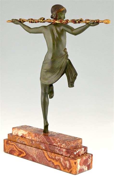 Art Deco Bronze Sculpture Nude Dancer With Thyrsus Deconamic