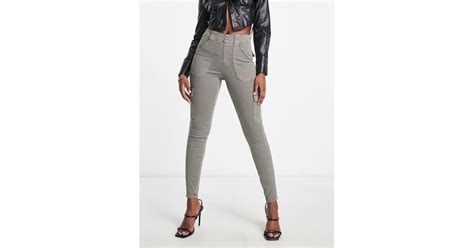 Spanx High Waist Skinny Cargo Pants In Gray Lyst