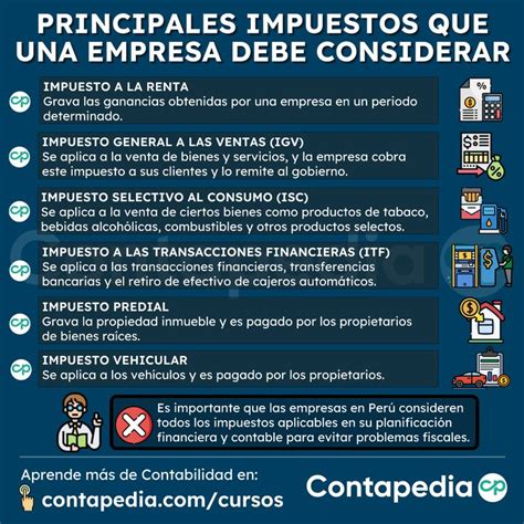 Principales Impuestos Que Una Empresa Debe Considerar Contaduria Y