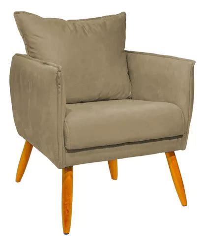 Poltrona Decorativa Para Sala De Estar Refor Ada Suede Cores Cor Nude Desenho Do Tecido Suede
