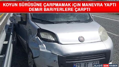 Koyun Sürüsüne Çarpmamak İçin Manevra Yaptı Demir Bariyerlere Çarptı