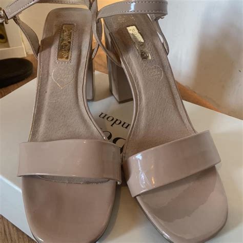 Primark Nude Patent Block Open Toe Heels Worn Once Depop