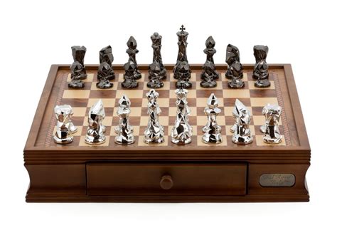 Dal Rossi Italy Chess Set With Diamond Cut Titanium Silver Mm