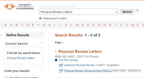 Journals - Science - Physics - LibGuides at University of Johannesburg