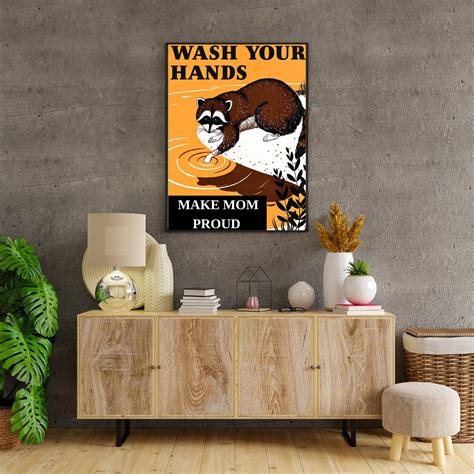 Funny Hand Washing Sign Wash Your Hands Vintage Animal Print Quirky