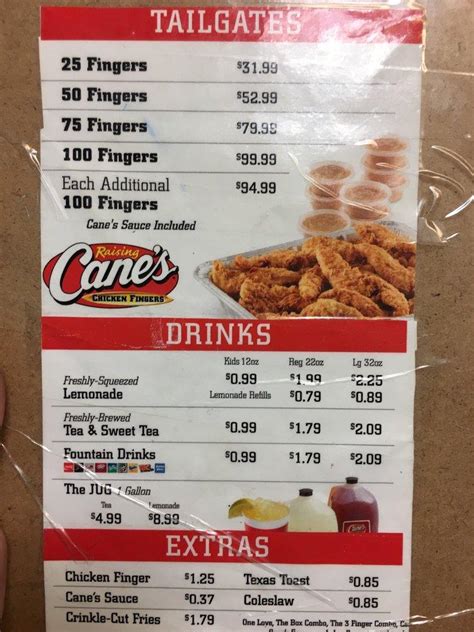 Menu At Raising Canes Chicken Fingers Fast Food Rowlett