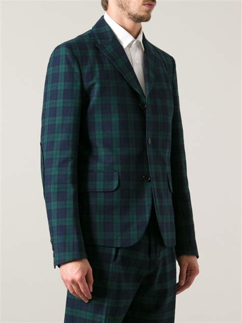 Lyst Carven Tartan Suit Jacket In Green For Men