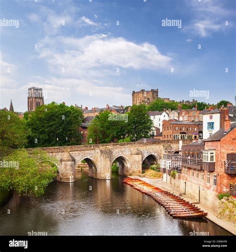Elvet Bridge And The River Wear Durham City With The Cathedral And