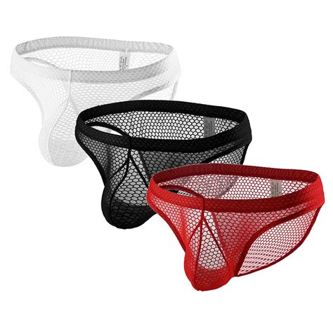 Rpvati Men Thong G String Athletic Sexy Low Rise Mesh Mens Underwear Briefs Bikini Hollow Out