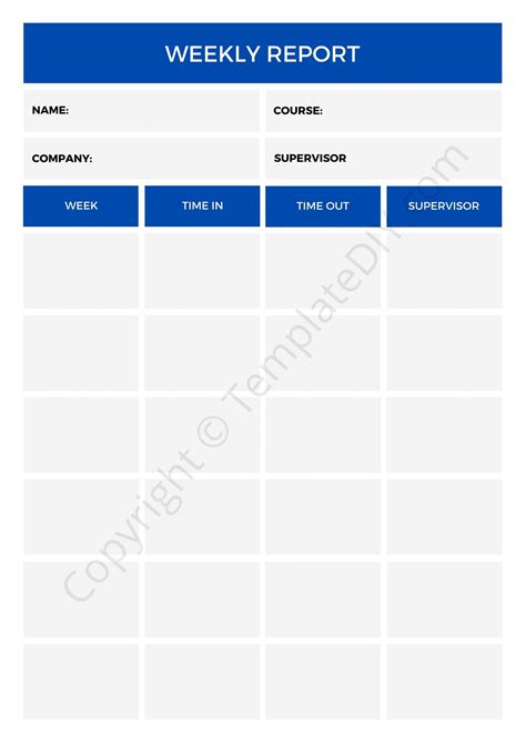 Weekly Report Template Blank Printable Pdf Excel And Word