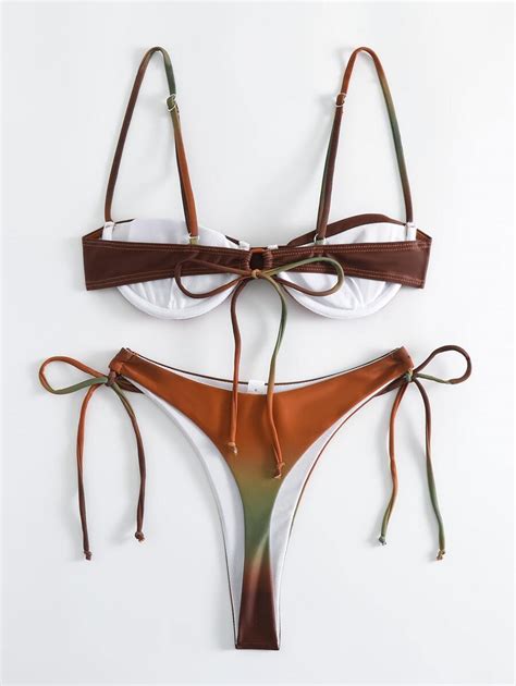 Fashionable And Sexy Ombre Side String Bikini Set Shein Uk