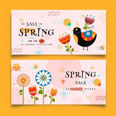 Красочные весенние распродажи баннеров | Бесплатно векторы