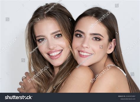Portrait Beautiful Lesbian Couple Hugging Natural Stock Photo 2141972497 Shutterstock