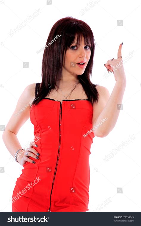 Sexy Attractive Beautiful Brunette Red Dress Stock Photo Shutterstock