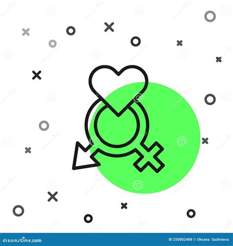 Black Line Gender Icon Isolated On White Background Symbols Of Men And Women Sex Symbol Stock