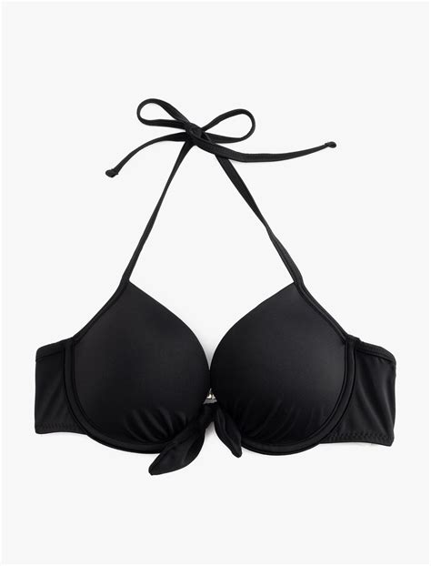 Siyah Kad N Fiyonk Detayl Kalp Yaka Dolgulu Bikini St Sak Mm Koton