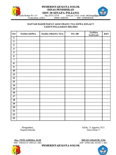 Daftar Hadir Anbk Pdf