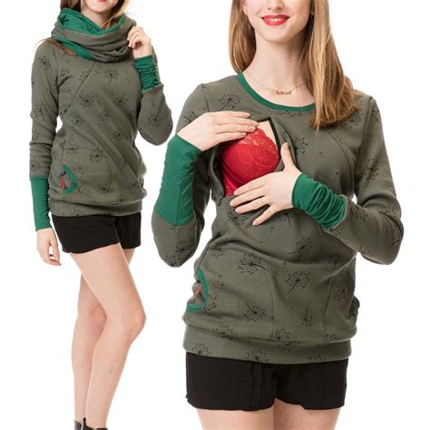 DUMUIELD Hidden Zippers Postpartum Nursing Shirts for Women Warm Cowl