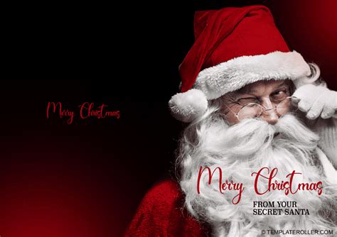 Secret Santa Card Dark Red Download Printable Pdf Templateroller