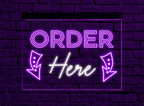 Order Here Hanging Sign Order Here Neon Sign Order Here Led Etsy