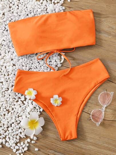 Plain Tie Shoulder Bikini Swimsuit Artofit