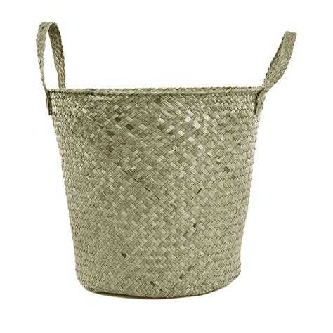 Handmade Straw Woven Laundry Basket Dirty Clothes Storage Basket Straw