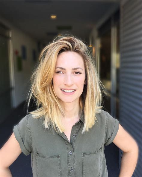 Blonde Layered Lob With Messy Side Swept Straight Texture And Subtle