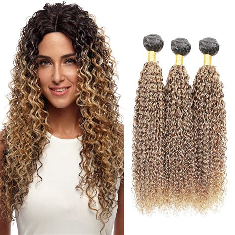Amazon B Kinky Curly Hair Bundles Ombre Honey Blonde Brazilian Hair Kinky Curly