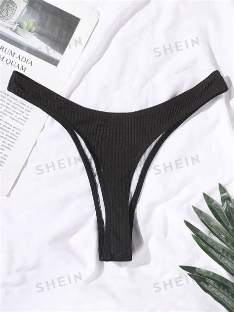 Shein Swim Solid High Cut Bikini Panty Shein Uk