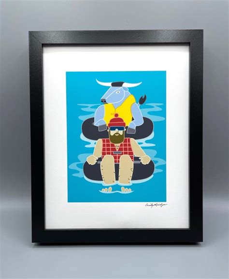 Paul Bunyan And Babe Blue Ox Tubing Art Print Etsy